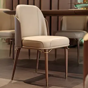 Nordic Luxury Design Home Event Upholstered PU Cushion Dining Chair With Wooden Backrest