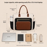 Sac fourre-tout pour ordinateur portable 15,6 pouces pour femme, personnalisé avec logo, imperméable, multi-poches, pour le bureau et le travail, idéal pour les affaires