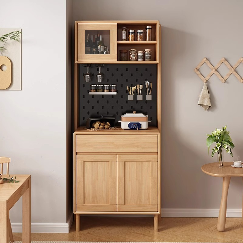 [Natural Wood Color] Solid Wood Pegboard High-Rise Sideboard
