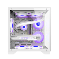 Boîtier PC Gaming MicroATX Mid Tower avec panneau latéral en verre trempé, construction en acier, design horizontal pour les gamers