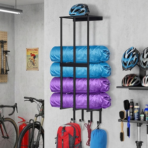 <b>Camping</b> Chair Wall Mounted <b>Storage</b> Rack With Hooks Sun Umbrella Yoga Mat Holder Punch Free Powder Coated Rectangle - Product Image 2