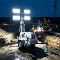 Kostenloser Versand CE EPA 18m Diesel-Motor Turmleuchte Industrielle LED-Flutlicht-Turmleuchte Mobil für Stadionbau