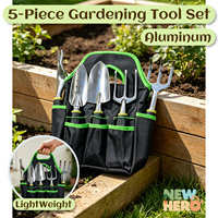 Ensemble d'outils de jardin en aluminium avec truelle, transplanteur, pelle, fourche et râteau