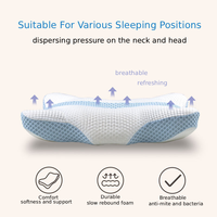 Oreiller orthopédique en mousse à mémoire de forme à récupération lente, forme papillon, soutient le cou pour soulager la pression, housse amovible, oreiller de sommeil OEM/ODM