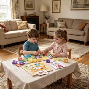 Tablero de aprendizaje digital y alfabético 2 en 1 de madera para niños, juguete de rompecabezas para reconocer números, aritmética, reloj y deletrear letras - Product Image 3