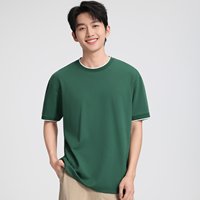 T-shirt d'été pour homme : grande taille, tricoté, col rond, respirant, manches courtes