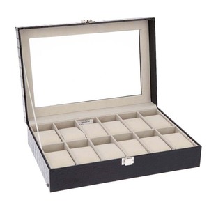 Wholesale Classic Custom Logo 6 Slots 12 Slots Case Watch <b>Storage</b> <b>Boxes</b> Watches Black PU Leather Watch Gift Box - Product Image 6