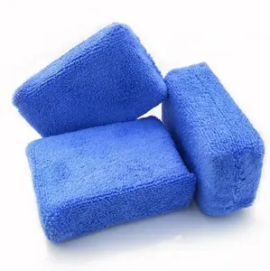 Premium Grade blue Rectangular Microfiber Applicator Car Wax and Cleaning Pads for Car Care