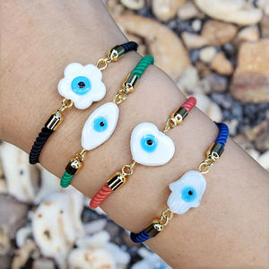 Bracelet en cuivre plaqué or 18K pour femmes, bijou de glaçure tendance, en laiton glacé, yeux maléfiques, cœur, BM1037 - Product Image 4