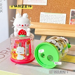 Trẻ em phim hoạt hình động vật hình dạng nhựa bút chì mài học sinh tay quay đôi lỗ công cụ văn phòng phẩm trường học - Product Image 4