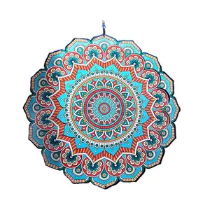 Custom 12 Inch Grote Mandala Kleurendruk 3D Rvs Wind Spinner Outdoor Metalen Tuin Wind Spinners