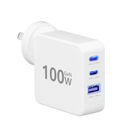 Chargeur rapide USB C GaN 100W avec prise AU UK EU US, adaptateur secteur mural USB PD3.0 QC3.0 pour ordinateur portable, MacBook, téléphone, tablette