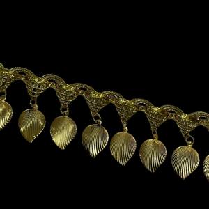 डिय कपड़े सहायक सोने की ब्रेडेड फीता 35 मिमी पोशाक शिल्प सजावटी त्रिकोण टास्सेल पत्ती डिजाइन टोपी फीता ट्रिम्स - Product Image 3