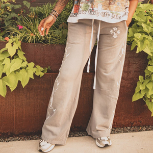 Celana keringat pria kustom asam dicuci antik Streetwear longgar kaki lebar matahari pudar dicetak berat 100% katun celana olahraga - Product Image 4