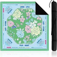 Elegante Tapete de Mahjong Plegable de Caucho Natural con Diseño de Flores Amarillas Estilo Chinoiserie para 4 Jugadores con Bolsa de Transporte Negra