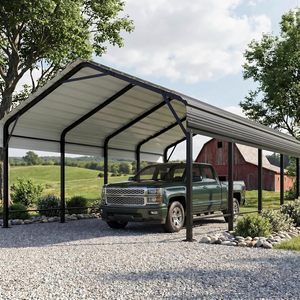 Abri <span class=keywords><strong>de</strong></span> voiture en métal robuste 12x20 pieds, abri extérieur toutes saisons pour véhicules avec toit en acier et structure renforcée, auvent <span class=keywords><strong>de</strong></span> voiture permanent - Product Image 6