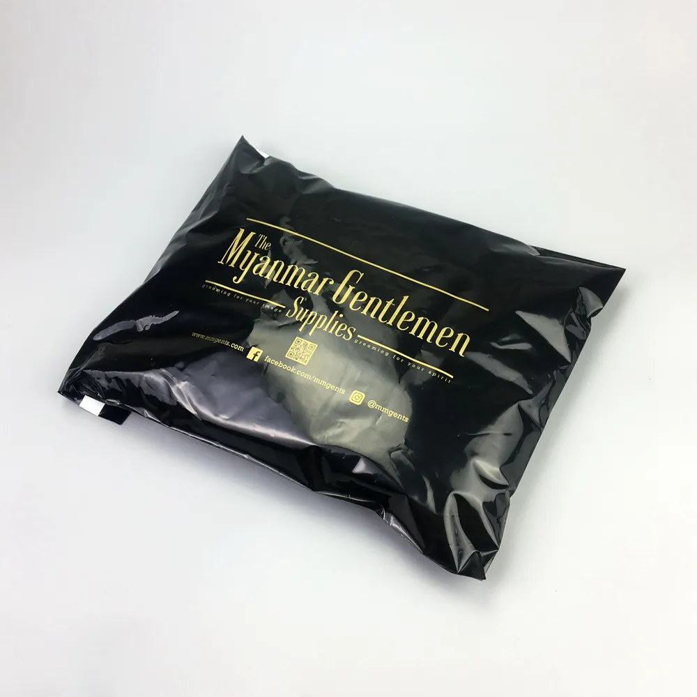 Custom plastic zak/wit poly mailer pakket met uw goud logo gedrukt