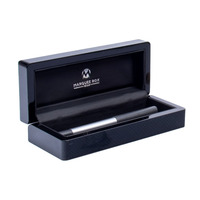 Boîte cadeau en bois noir brillant, étui de luxe à charnière pour stylo-plume avec logo personnalisé pour cadeau d'affaires pour cadres