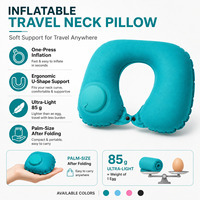 Oreiller de voyage gonflable en forme de U, en PVC floqué, portable, pour avion, soutien cervical, 38x24x11cm