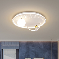Lámpara de Techo Infantil de 50cm, 46W LED, Diseño de Astronauta y Luna, Protección Ocular, Redonda, para Dormitorio Infantil o Guardería