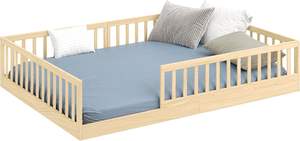 <span class=keywords><strong>Lit</strong></span> <span class=keywords><strong>au</strong></span> <span class=keywords><strong>sol</strong></span> en pin massif 140x200 cm <span class=keywords><strong>Lit</strong></span> <span class=keywords><strong>pour</strong></span> enfant avec barrière de sécurité et sommier à lattes Blanc/Couleur - Product Image 5