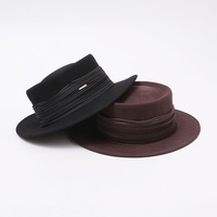 Nouveau Chapeau en Feutre de Laine de Luxe Automne-Hiver pour Femme, Style Vintage Chic Britannique avec Bordure en Satin Plissé, Calotte Plate, Qualité Supérieure pour Cérémonie
