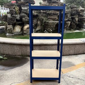 رفوف تخزين معدنية سوداء للزوايا بخمسة مستويات قابلة للتعديل، مقاومة للتآكل، متينة، بدون براغي، مجلفنة، للمرآب - Product Image 1