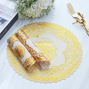 30cm PVC marquage à chaud tasse pad lampe de table fleur or pad napperons - Product Image 1