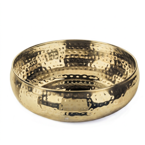 Bol à salade en aluminium martelé doré de haute qualité, bol mélangeur minimaliste, parfait pour les fêtes de déménagement et les dîners - Product Image 1