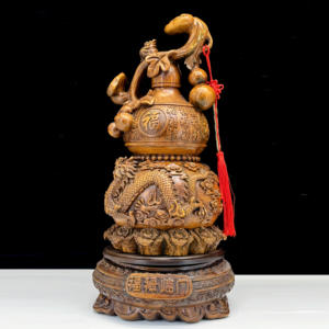 2024 gros Fengshui bois gourdes paire décoration jade gourdes <span class=keywords><strong>Wu</strong></span> <span class=keywords><strong>Lou</strong></span> décor en résine artisanat salon bureau décoration - Product Image 2