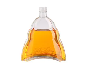 Factory Customize Top Quality Empty Brandy Bottle 700ml Frosted Clear Carved Labeled Liquor Glass Bottle