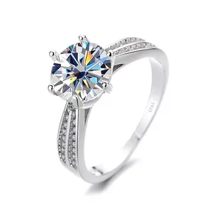 Nhẫn Moissanite Thật Dụng Cụ Kiểm Tra Kim Cương Chuyền Bạc Sterling 925 Cho Phụ Nữ Quyến Rũ 1 CT Màu Xanh Lam Màu Xanh Lá Cây Moissanite Quà Tặng Trang Sức Tinh Xảo