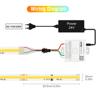 Bande LED COB adressable SPI Pixel à effet d'eau courante 3000K-6500K, rouleau de 5M, 24V, 576 LED, double blanc CCTIC