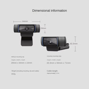 <span class=keywords><strong>Caméra</strong></span> USB pour ordinateur portable <span class=keywords><strong>Logitech</strong></span> C920pro, vidéo Full HD 1080P, grand angle, arrière-plan 720P CMOS, micro intégré pour les appels vidéo - Product Image 6