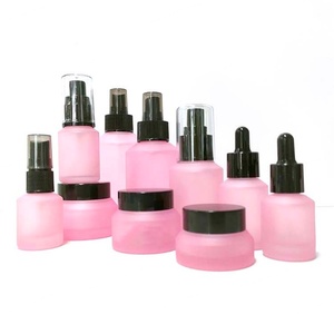 Slant Shoulder Brown Transparent Glass Cosmetic <b>Bottles</b> Clear Frosted with Plastic Cap 1 Oz Serum <b>Dropper</b> for Essential Oil - Product Image 2