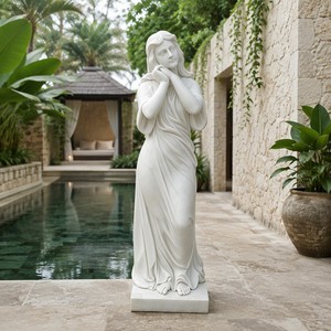 Figura Femenina Personalizada de Mármol Natural en Pose <span class=keywords><strong>Pensativa</strong></span> - Elegante Arte en Piedra con Acabado a Mano para Interiores de Lujo - Product Image 2