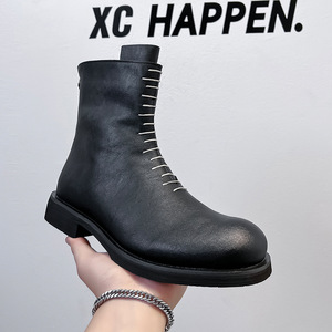 Vintage Men's Western Ankle Chelsea <b>Boots</b> Breathable Comfortable Zipper Thick Sole Casual Shoes Office Winter Anti-Slip - Product Image 3