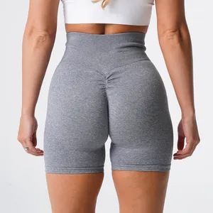 Manufacturer direct fitness women non see through seamless butt ruched short leggings plus sized yoga scrunch bum shorts