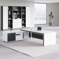 Ensemble de bureau et chaise de direction moderne, style grand bureau, pour directeur d'entreprise, bureau blanc, table d'ordinateur