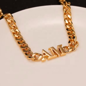 Collar con Cadena Cubana MECYLIFE, Collar Personalizado con Letras, Joyería Vintage, Regalo para <span class=keywords><strong>Novio</strong></span> - Product Image 1
