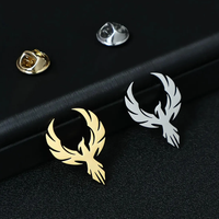 Broche d'Épaule Ailes d'Oiseau Dorées en Acier Inoxydable 316L – Élégante Broche Animale pour Hommes et Femmes, Accessoire Vestimentaire
