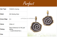 Blumendesign Thailand Handgefertigte 925 Sterling Silber Ohrringe mit Weißem Zirkon