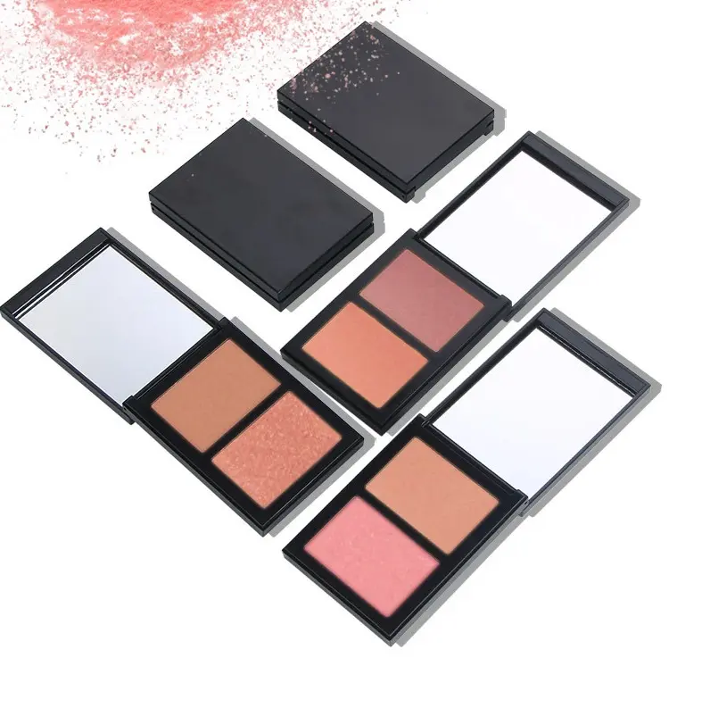 Custom Logo Blush and Lip Tint Makeup Double Color Blush Compact Make Up Pink Powder Blush Palette Private Label
