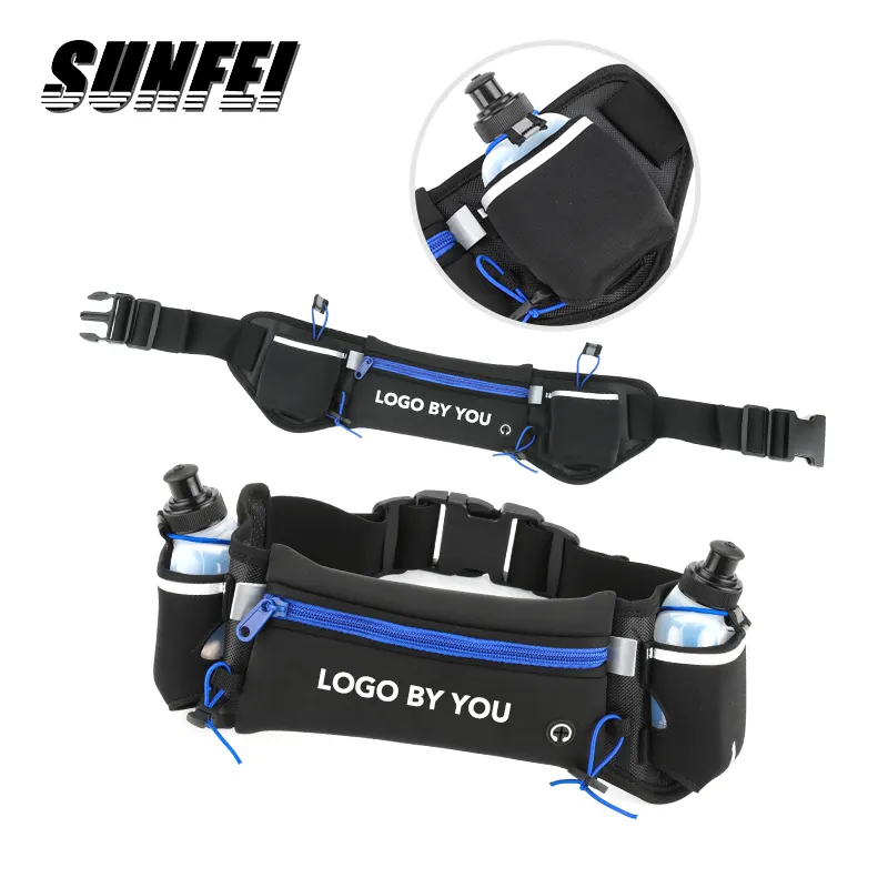 Sunfei extérieur en néoprène étanche randonnée cyclisme course à pied ceinture sac de taille personnalisé Sport Fanny Pack avec porte-bouteille d'eau