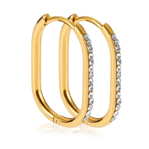 Boucles d'oreilles classiques en acier inoxydable de haute qualité, plaquées or 18 carats, zircon coréen - Product Image 4