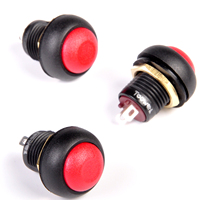 Interrupteur à bouton-poussoir miniature mécanique momentané 1NO, étanche IP67, en plastique, tête ronde rouge, autobloquant, 12 mm, 12 V, pour artisanat