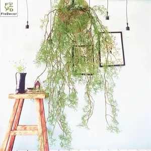 1.4m High Quality Artificial Simulation Cane Hanging Plant Rattan Caning Decor Plastic Long Plant Green & Recyclable