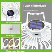 Ventilateur de camping solaire télécommandé 2-en-1 avec lampe LED, lanterne de tente 3600mAh rechargeable, ampoule d'urgence portable - Vente en gros usine