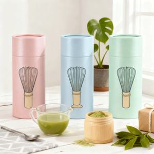 Cajas de Papel Biodegradables y Ecológicas para Matcha, Cajas Redondas de Alta Gama para Desodorante, Cajas de Papel con Tapas para Batidor de Té Matcha - Product Image 2