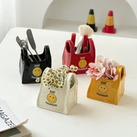 Porte-stylos de bureau en céramique en forme de sac à main créatif, organisateur de rangement, porte-pinceaux de maquillage, organisateur de bureau